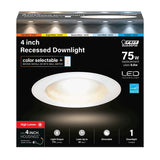Feit Electric LEDR4HO/6WYCA Downlight, 775 Lumens, 2.3 in H x 5.1 in W Dimensions, 8.6 W, 120 V, LED Lamp, White