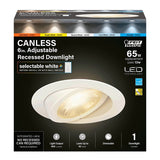 Feit Electric LEDR6XT/ADJ/6WYCA Adjustable Angle Recessed Downlight, 10.3 W, 120 V, LED Lamp, Aluminum, White