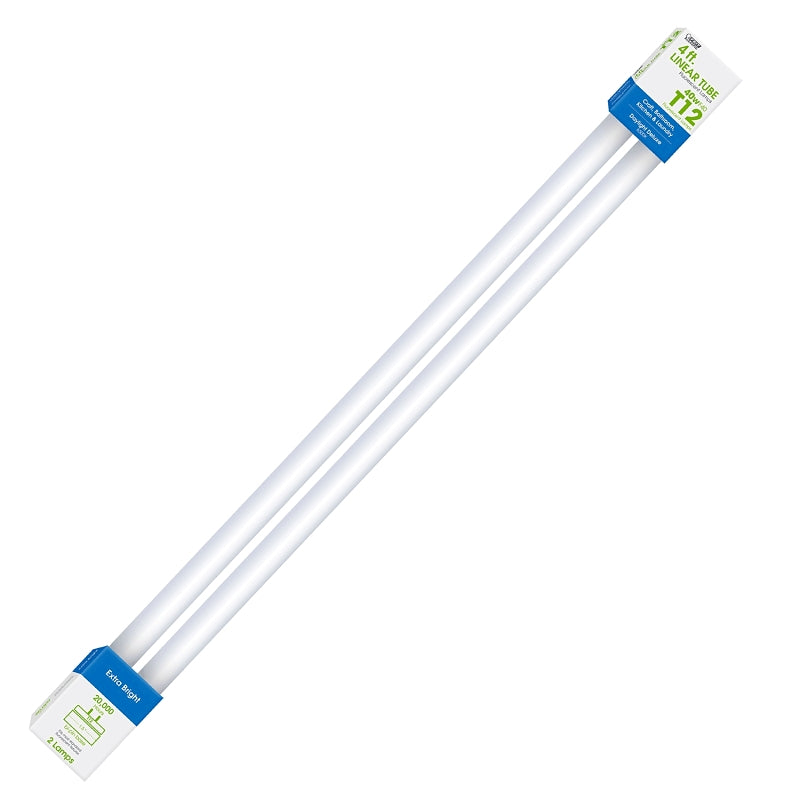 Feit Electric F40DX/2 Fluorescent Bulb, 40 W, T12 Lamp, G13 Lamp Base, 2325 Lumens, 6500 K Color Temp, Daylight, Pack of 10