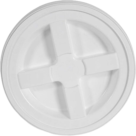 Gamma 4122E Lid, Heavy-Duty, Leak-Proof, HDPE, White, For: 3.5 to 7 gal Standard Plastic Buckets