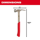 Milwaukee 48-22-9029 Framing Hammer, 28 oz Head, Anti-Ring Claw, Milled Face Head, Steel Head, 16.2 in OAL