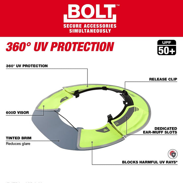 Milwaukee BOLT 48-73-1073 Sun Visor, Polyester/Polycarbonate