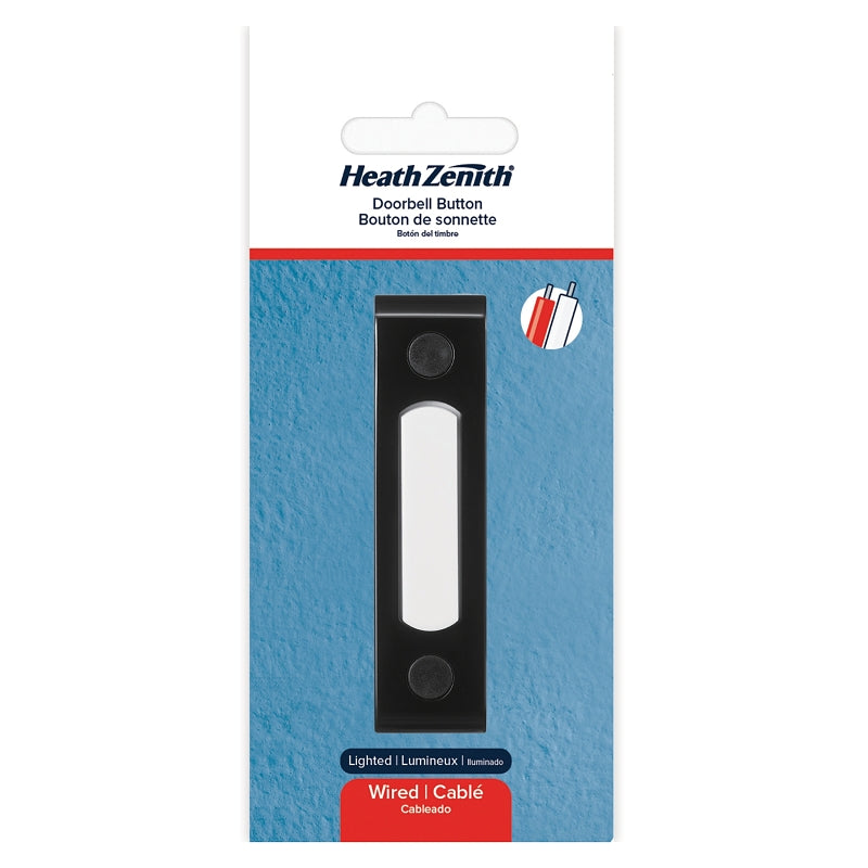 Heath Zenith 18000216 Pushbutton Doorbell, Wired, Black