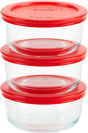 Pyrex 1085657 6-Piece Food Container Set, Glass/Plastic, Pack of 4