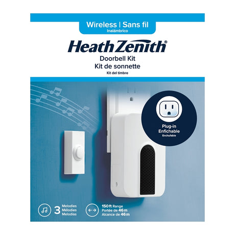 Heath Zenith 18000324 Contemporary Style Plug-In Door Chime Kit, Wireless, 85 dB