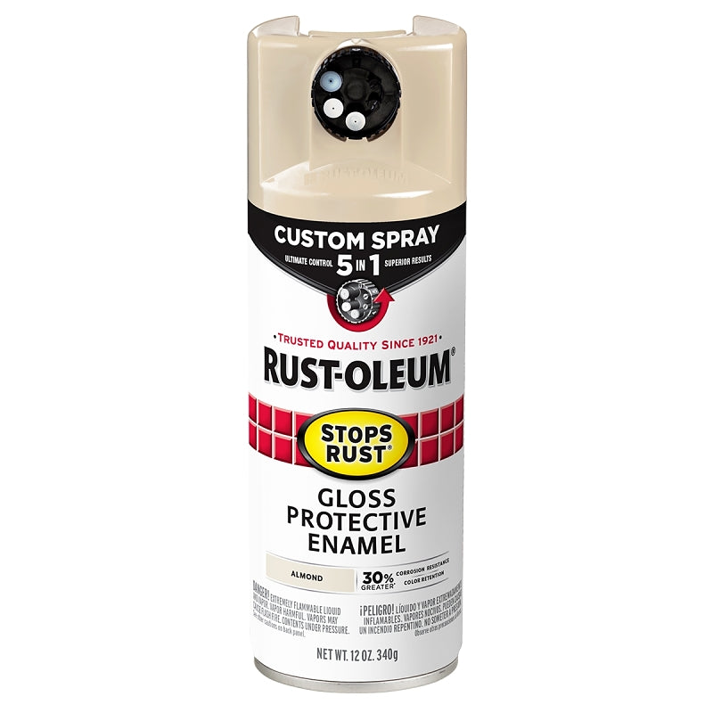 Stops Rust 376900 5-In-1 Enamel Paint, Gloss, Almond, 12 oz Aerosol Can