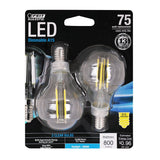 Feit Electric BPA1575C/850/FIL/2 Filament LED Bulb, A15 Lamp, 75 W Equivalent, E12 Candelabra Lamp Base, Dimmable, Clear