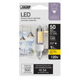 Feit Electric BP50MC/830/LED LED Bulb, Decorative, T4 Lamp, 50 W Equivalent, E11 Lamp Base, Dimmable, Clear, Warm White