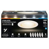 Feit Electric LEDR6XT/6WYCA/6 Recessed Downlight, 850 Lumens, 7.1 in L x 7.1 in W Dimensions, 13 W, 120 V, White, 6/PK