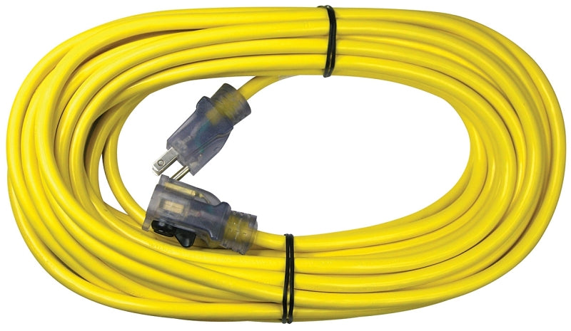 PowerZone ORP511830 Contractor Cord, 12 AWG Cable, 50 ft L, 15 A, 125 V, Yellow