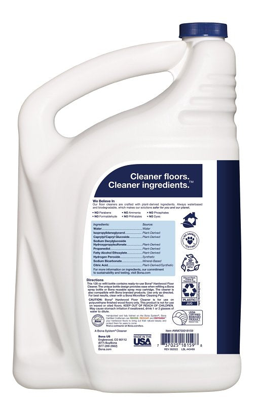 Bona WM700018159 Floor Cleaner, 128 fl-oz Bottle, Liquid, Unscented, Clear
