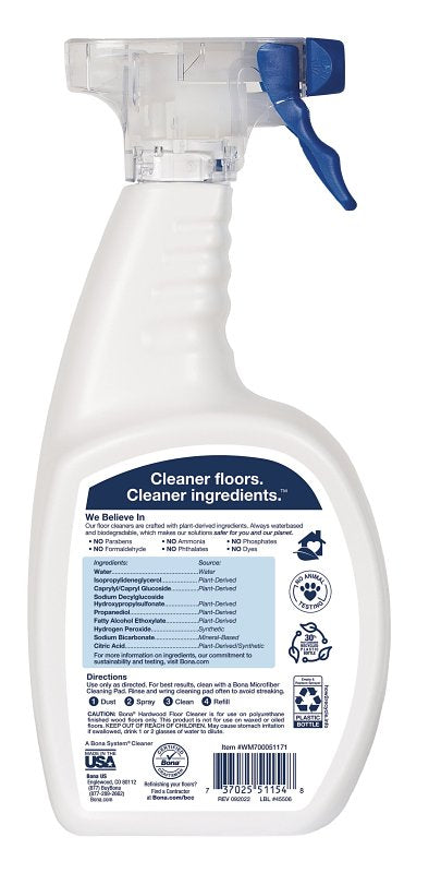Bona WM700051171 Floor Cleaner, 32 oz, Liquid, Light Blue