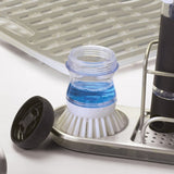 Good Grips 36481 Soap Dispensing Palm Brush, 4 in OAL, Nylon Trim, Non-Slip Handle, Silicone Handle