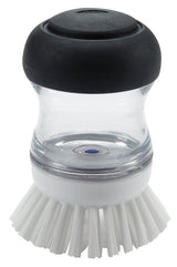 Good Grips 36481 Soap Dispensing Palm Brush, 4 in OAL, Nylon Trim, Non-Slip Handle, Silicone Handle