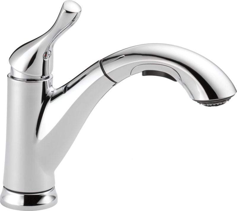 Delta 16953-DST Pull-Out Kitchen Faucet, 1.8 gpm, 1-Handle, 4-Faucet Hole, Chrome Plated, Swivel Spout