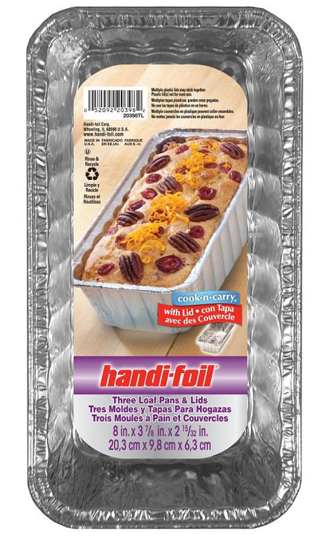 Handi-Foil 20398TL-10 Loaf Pan with Lid, 5.718 in L, 3.312 in W, Aluminum, Pack of 10
