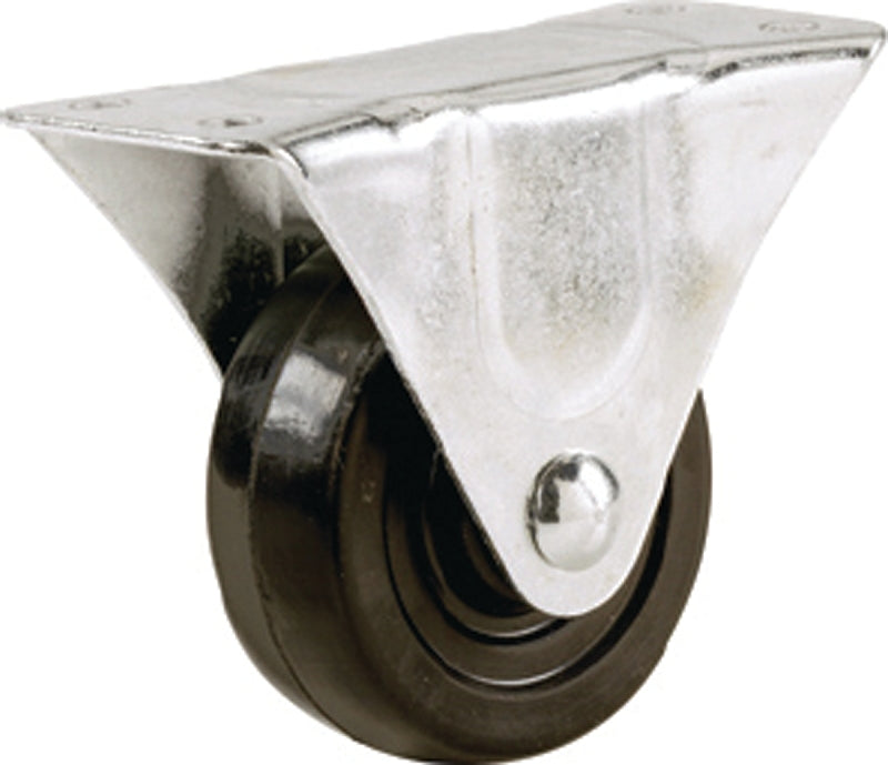 Shepherd Hardware 9789 Rigid Caster, 5 in Dia Wheel, 1-1/4 in W Wheel, Rubber Wheel, 200 lb