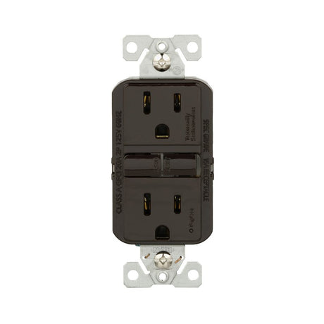 Eaton GF15B Self-Test GFCI Receptacle, 125 V, 15 A, NEMA: NEMA 5-15R, Back, Side Wiring, Brown