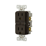 Eaton GF15B Self-Test GFCI Receptacle, 125 V, 15 A, NEMA: NEMA 5-15R, Back, Side Wiring, Brown