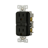 Eaton GF15BK-WP GFCI Receptacle, 125 V, 15 A, NEMA: NEMA 5-15R, Back, Side Wiring, Black