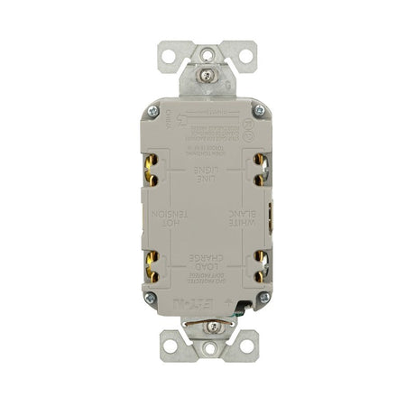 Eaton GF15LA Self-Test GFCI Receptacle, 125 V, 15 A, NEMA: NEMA 5-15R, Back, Side Wiring, Light Almond
