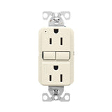 Eaton GF15LA Self-Test GFCI Receptacle, 125 V, 15 A, NEMA: NEMA 5-15R, Back, Side Wiring, Light Almond