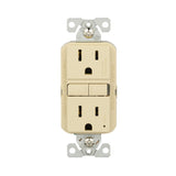 Eaton GF15V Self-Test GFCI Receptacle, 125 V, 15 A, NEMA: NEMA 5-15R, Back, Side Wiring, Ivory