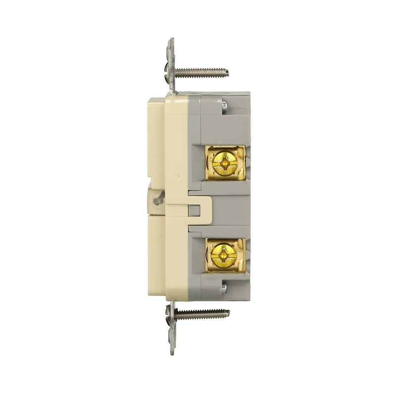 Eaton GF15V Self-Test GFCI Receptacle, 125 V, 15 A, NEMA: NEMA 5-15R, Back, Side Wiring, Ivory