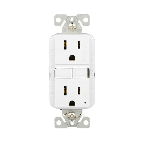 Eaton GF15W-3-L Self-Test GFCI Receptacle, 125 V, 15 A, NEMA: NEMA 5-15R, Back, Side Wiring, White