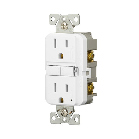 Eaton GF15W-3-L Self-Test GFCI Receptacle, 125 V, 15 A, NEMA: NEMA 5-15R, Back, Side Wiring, White