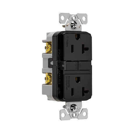 Eaton GF20BK GFCI Receptacle, 125 V, 20 A, NEMA: NEMA 5-20R, Back, Side Wiring, Black