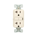 Eaton GF20LA Self-Test GFCI Receptacle, 125 V, 20 A, NEMA: NEMA 5-20R, Back, Side Wiring, Light Almond