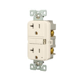 Eaton GF20LA Self-Test GFCI Receptacle, 125 V, 20 A, NEMA: NEMA 5-20R, Back, Side Wiring, Light Almond
