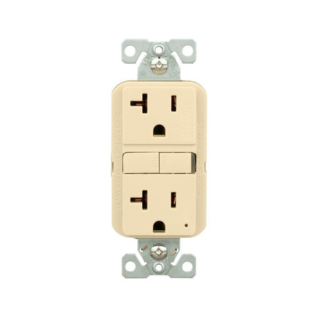 Eaton GF20V-BX-L Self-Test GFCI Receptacle, 125 V, 20 A, NEMA: NEMA 5-20R, Back, Side Wiring, Ivory