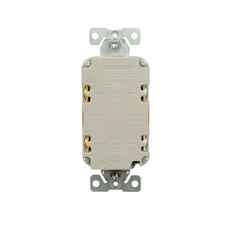 Eaton GF20V-BX-L Self-Test GFCI Receptacle, 125 V, 20 A, NEMA: NEMA 5-20R, Back, Side Wiring, Ivory