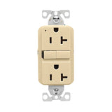Eaton GF20V-BX-L Self-Test GFCI Receptacle, 125 V, 20 A, NEMA: NEMA 5-20R, Back, Side Wiring, Ivory