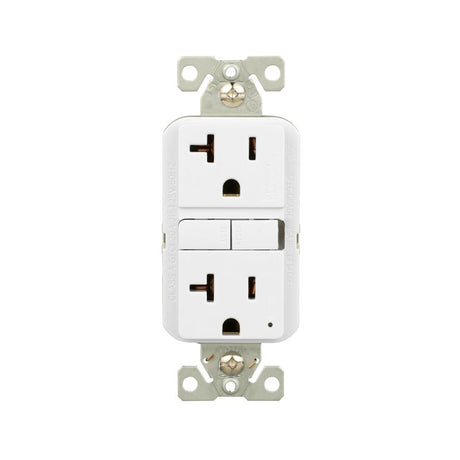 Eaton GF20W Self-Test GFCI Receptacle, 125 V, 20 A, NEMA: NEMA 5-20R, Back, Side Wiring, White