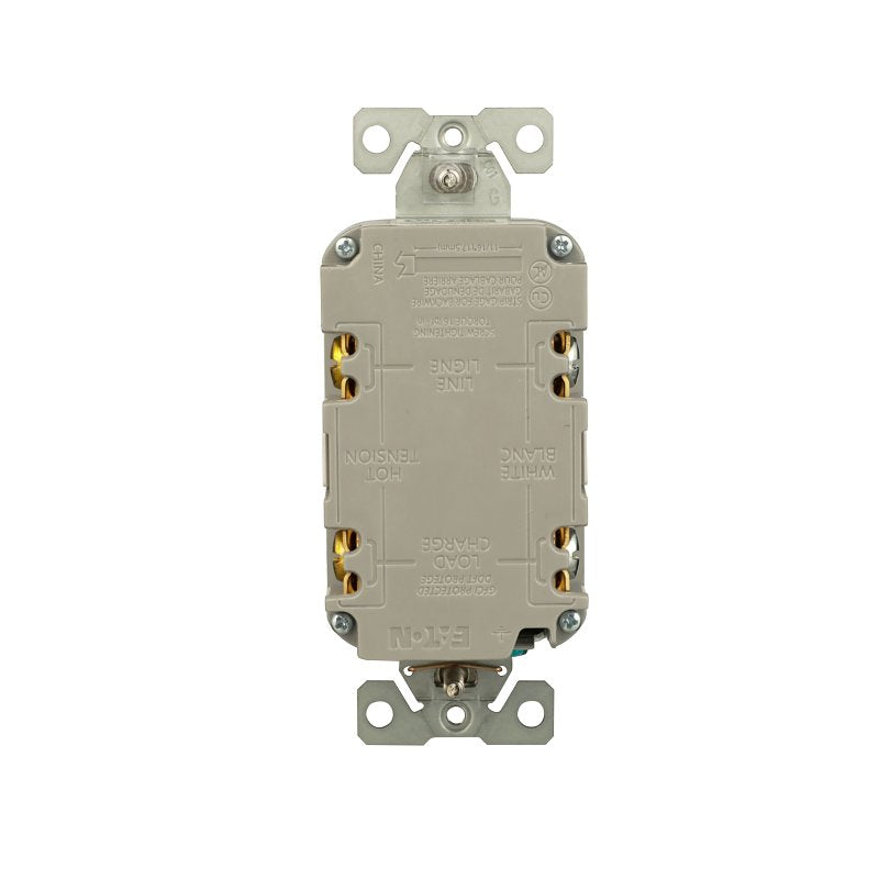 Eaton GF20W Self-Test GFCI Receptacle, 125 V, 20 A, NEMA: NEMA 5-20R, Back, Side Wiring, White
