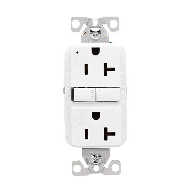 Eaton GF20W Self-Test GFCI Receptacle, 125 V, 20 A, NEMA: NEMA 5-20R, Back, Side Wiring, White
