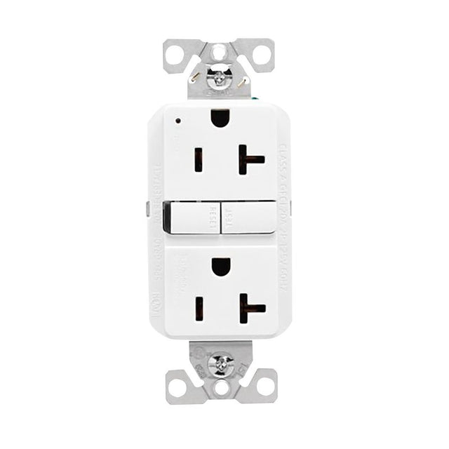 Eaton GF20W Self-Test GFCI Receptacle, 125 V, 20 A, NEMA: NEMA 5-20R, Back, Side Wiring, White