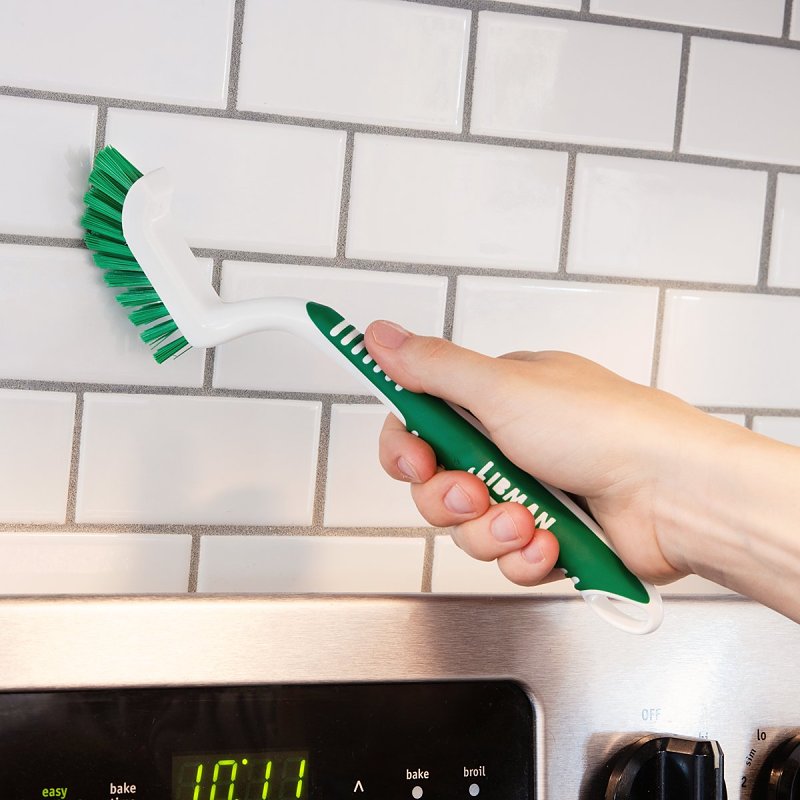 Libman 18 Tile and Grout Brush, 7/8 in L Trim, Pet, 3-1/2 in W Brush, 9.88 in OAL, Green/White
