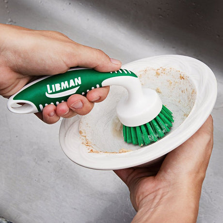 Libman 42 Kitchen Brush, 13/16 in L Trim, 2 in W Brush, Pet Bristle, 6-3/4 in L, Green/White