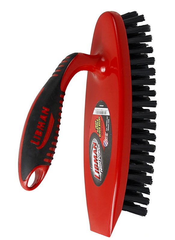 Libman 525 Scrub Brush, 1 in L Trim, Pet, 7-1/2 in W Brush, 8 in OAL, Red