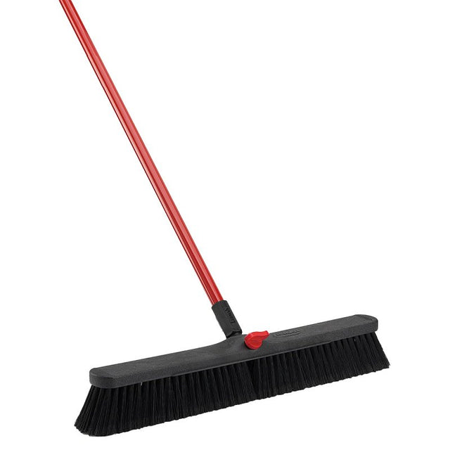 Libman 801 Smooth Surface Heavy-Duty Push Broom, 25-1/2 in Sweep Face, 3 in L Trim, Pet Bristle, 64 in L, Bolt