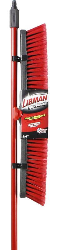 Libman 805 Push Broom, 24 in Sweep Face, 3 in L Trim, Pet Bristle, 64 in L, Steel Handle