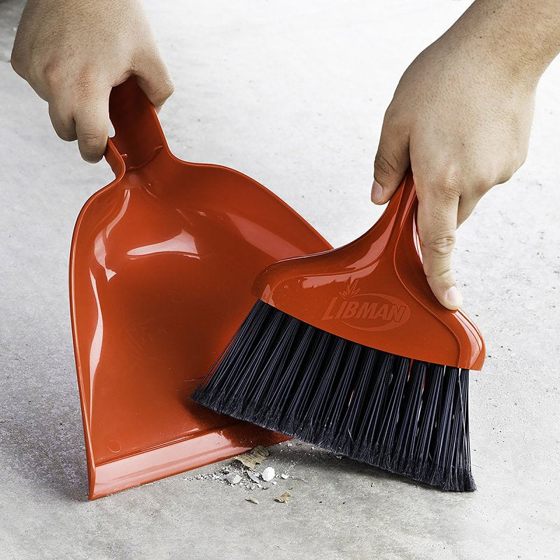 Libman 906 Dustpan with Whisk Broom, 12 in L, 10 in W, Polypropylene, Red