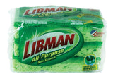 Libman 1076 All-Purpose Medium-Duty Sponge, 4-1/2 in L, 3 in W, 2-3/4 in Thick, Cellulose/Synthetic Fiber, Green