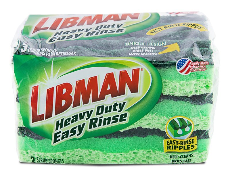 Libman 1077 Sponge, 4-1/2 in L, 3 in W, 1 in Thick, Green