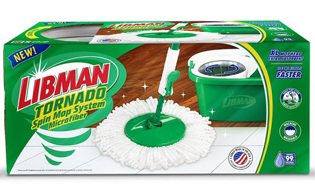 Libman Tornado 1283 Spin Mop with Bucket, Metal/Microfiber, Green/White