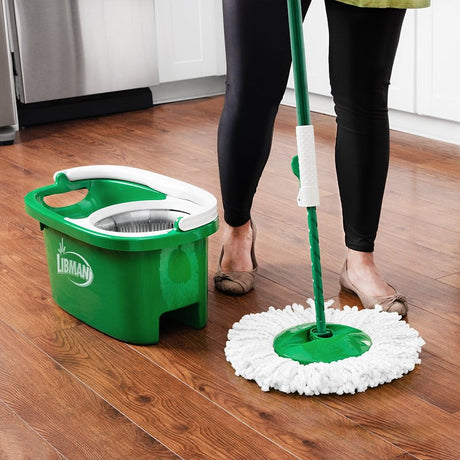 Libman Tornado 1283 Spin Mop with Bucket, Metal/Microfiber, Green/White